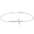 Sideways Cross Chain Bracelet & Diamond Accents 14k White Gold 0.20ct