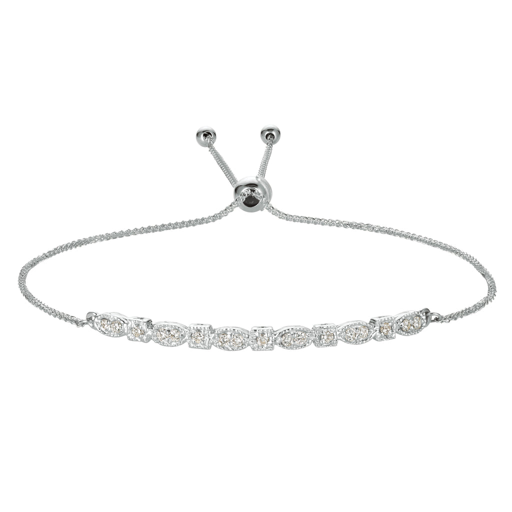 Bolo Marquise and Dot Diamond Bracelet 14k White Gold (0.26ct)