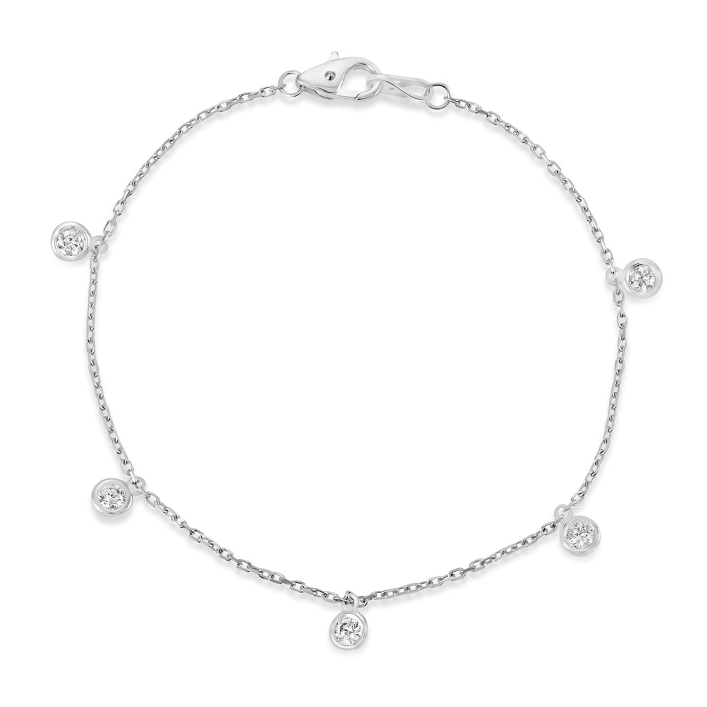 Diamond Dangle Station Bracelet in 14k White Gold (0.25 ctw)