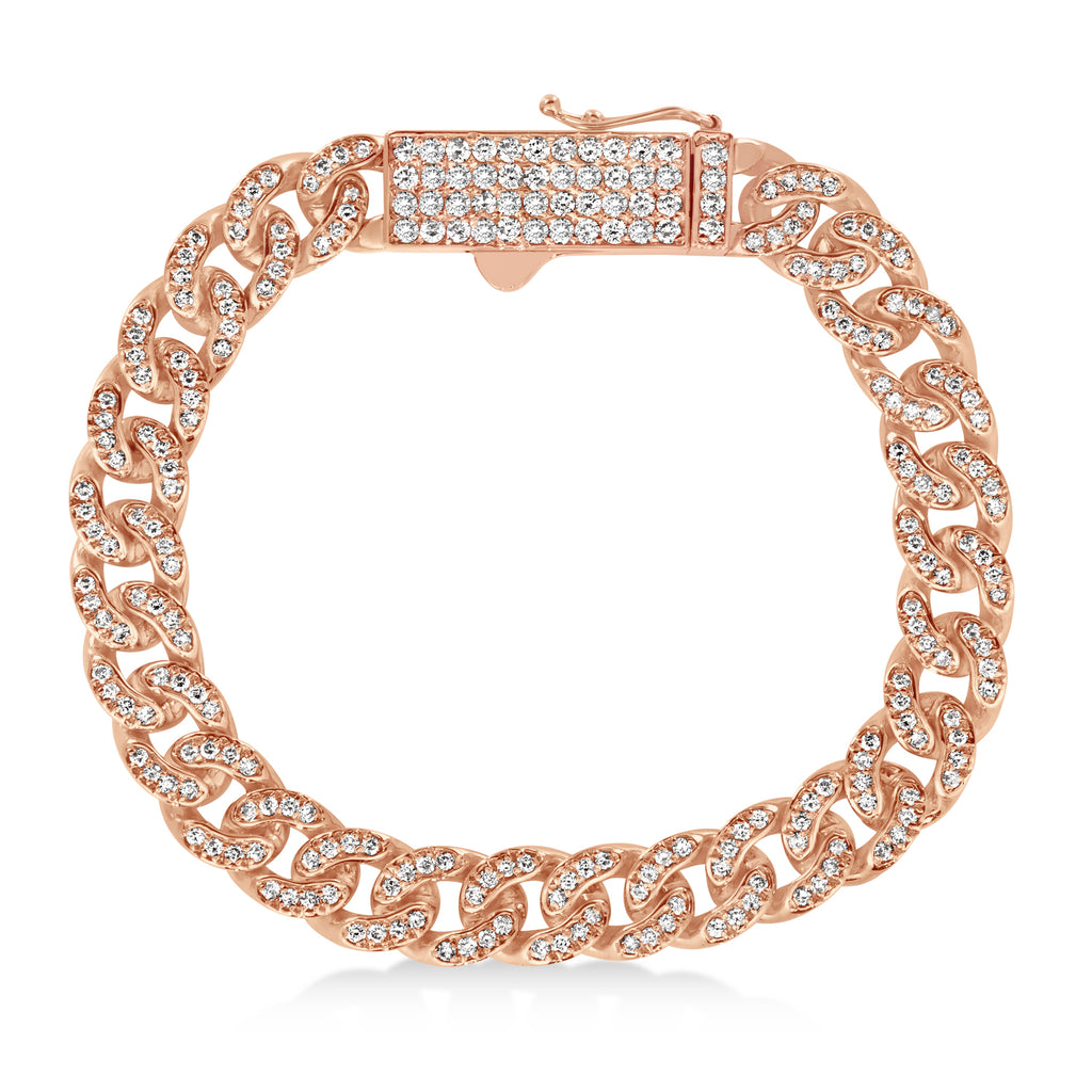 Diamond Miami Cuban Chain Bracelet 14k Rose Gold (3.50ct)