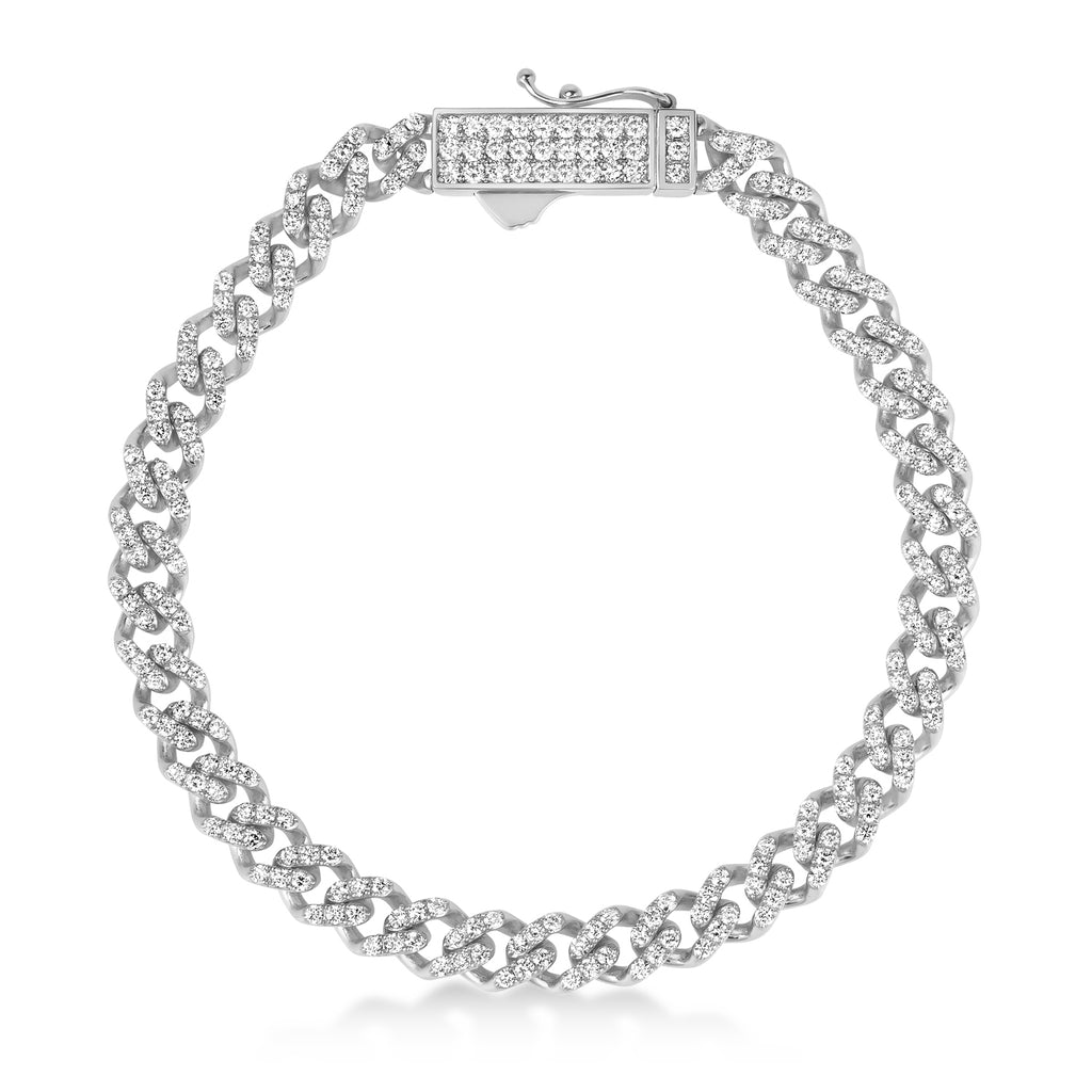 Diamond Link Chain Bracelet 14k White Gold (2.75ct)