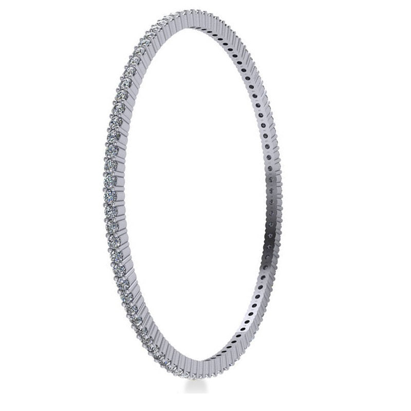 Stackable Diamond Bangle Eternity Bracelet 14K White Gold (4.20ct)