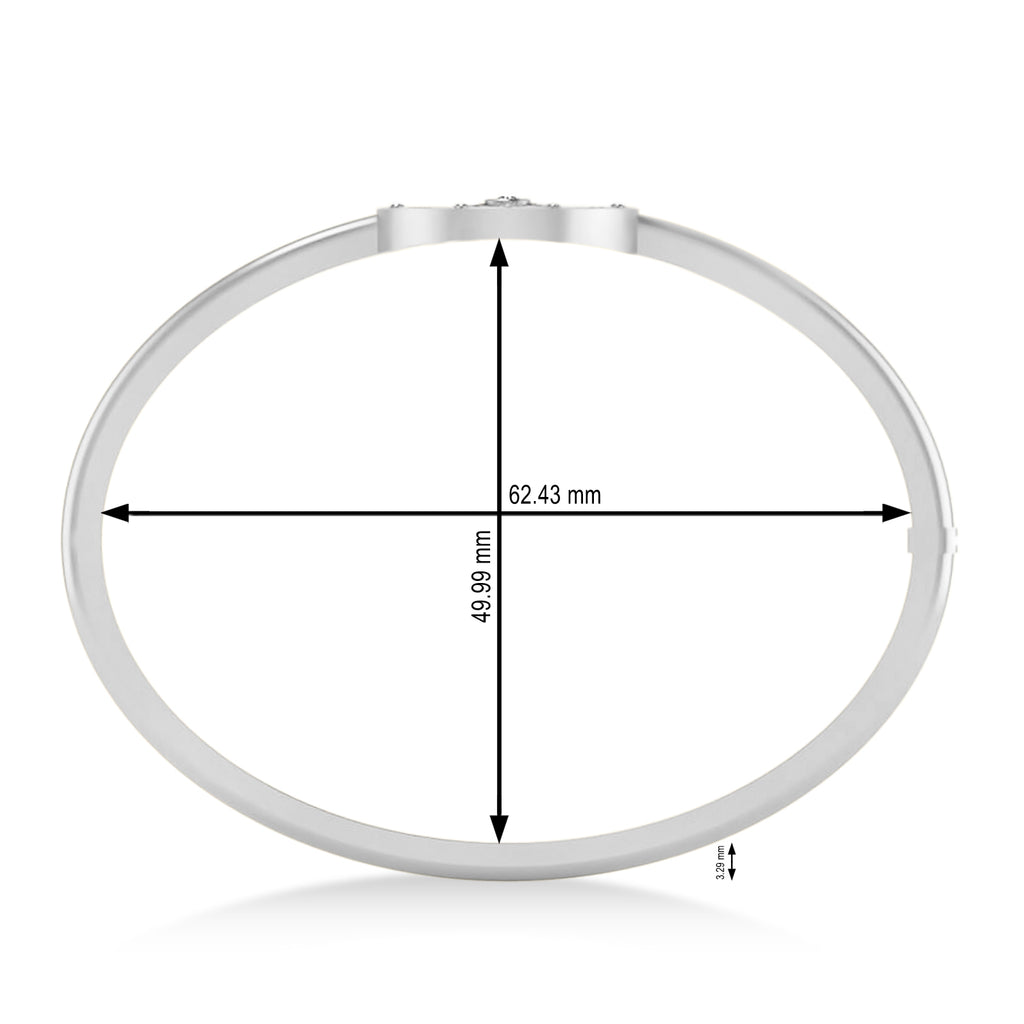 Diamond Compass Bangle Bracelet 14k White Gold (0.19ct)