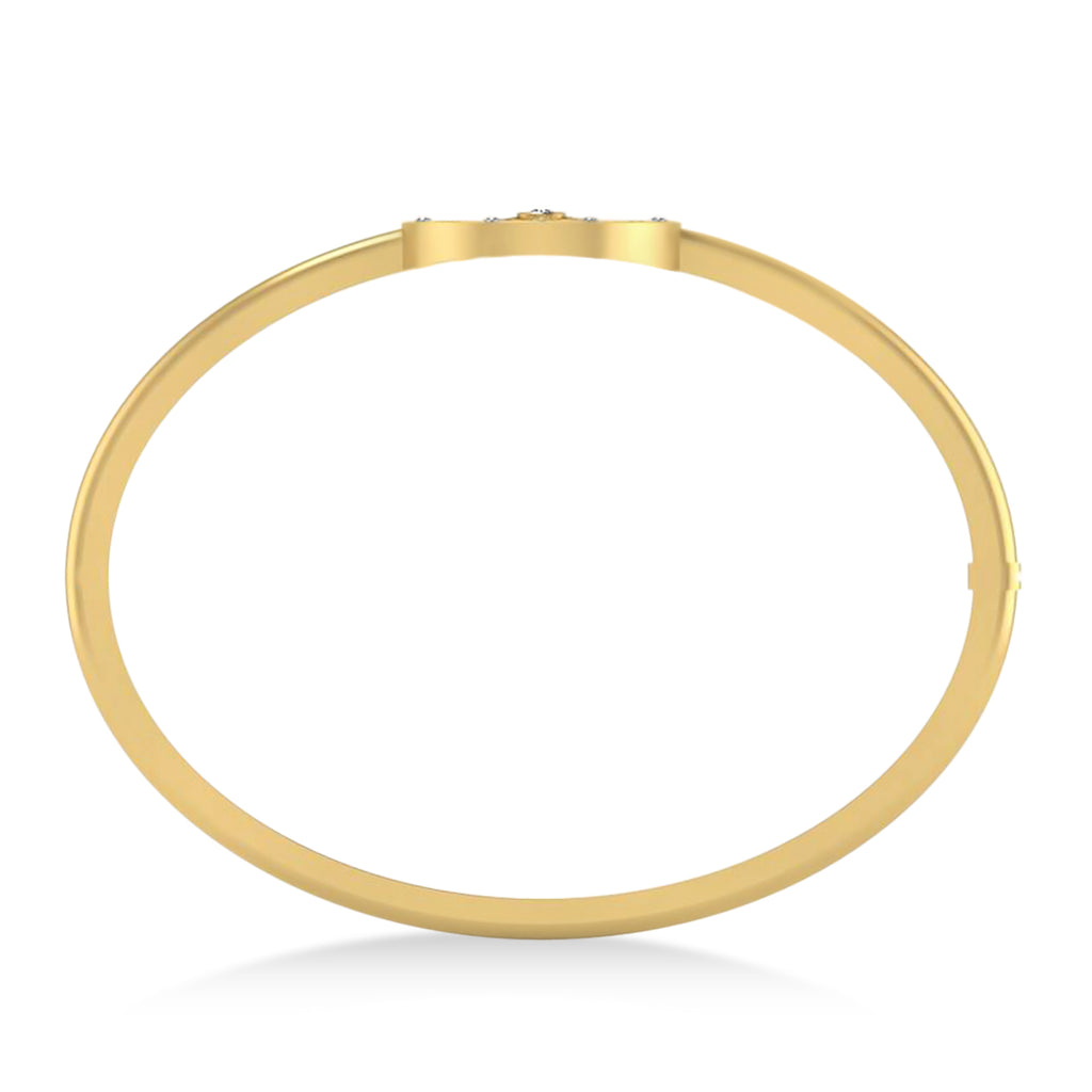 Diamond Compass Bangle Bracelet 14k Yellow Gold (0.19ct)