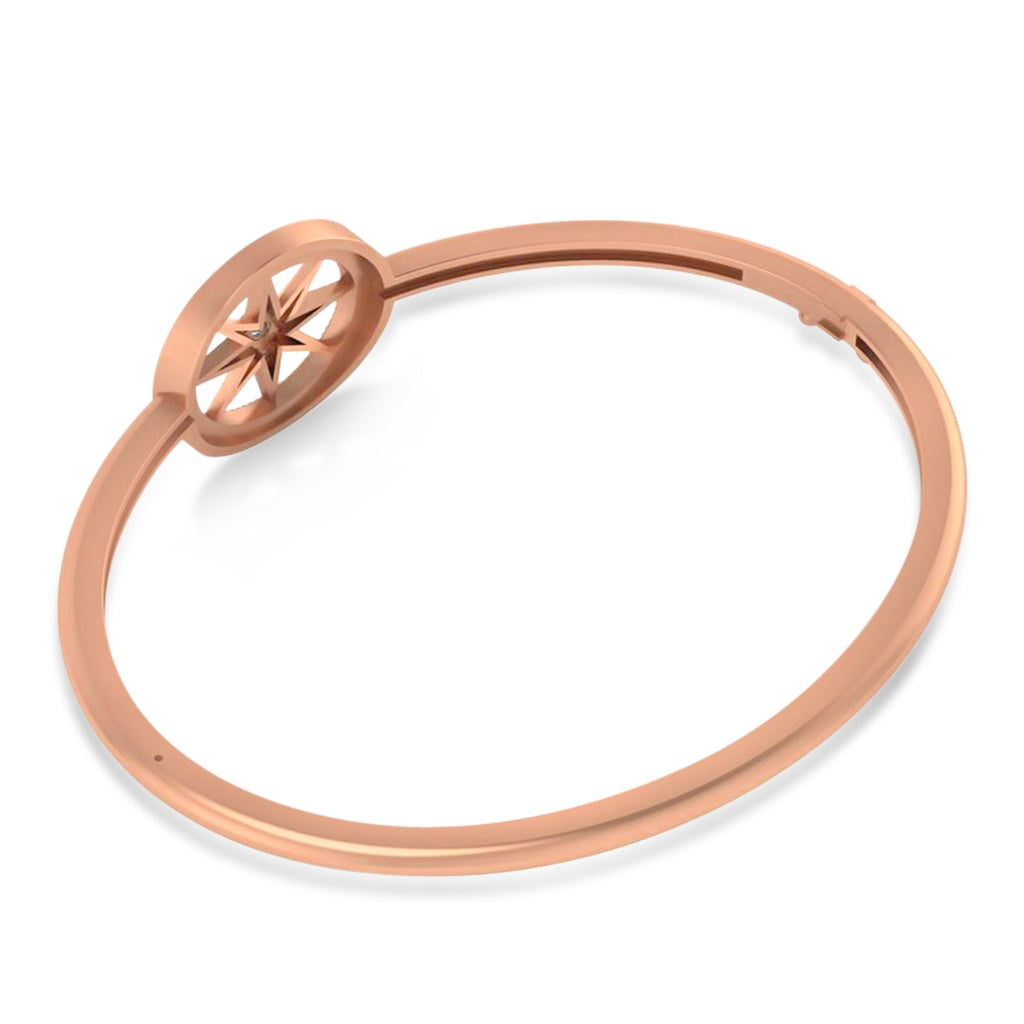 Aquamarine & Diamond Compass Bangle Bracelet 14k Rose Gold (0.19ct)
