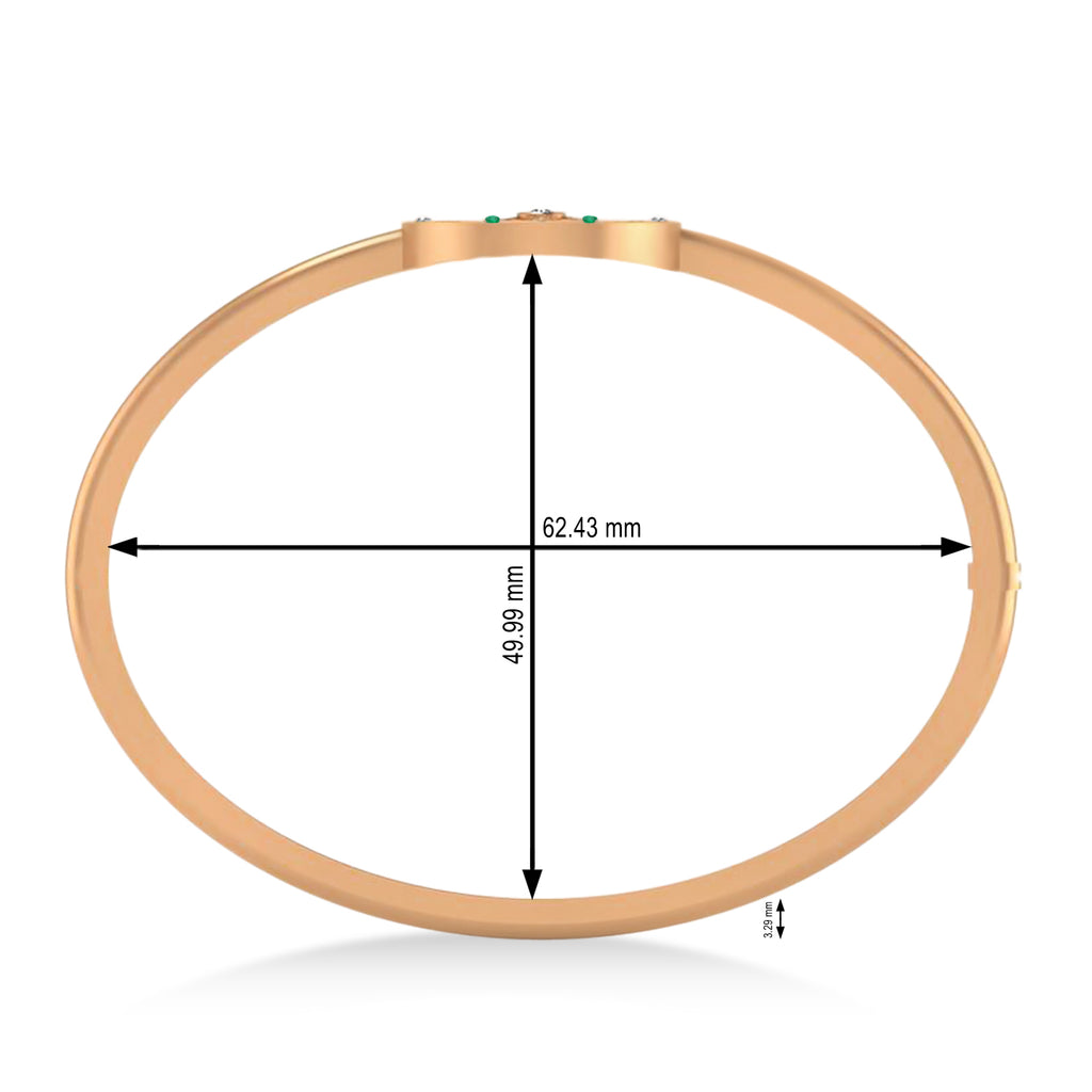 Emerald & Diamond Compass Bangle Bracelet 14k Rose Gold (0.19ct)