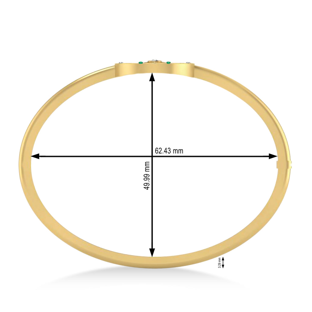 Emerald & Diamond Compass Bangle Bracelet 14k Yellow Gold (0.19ct)
