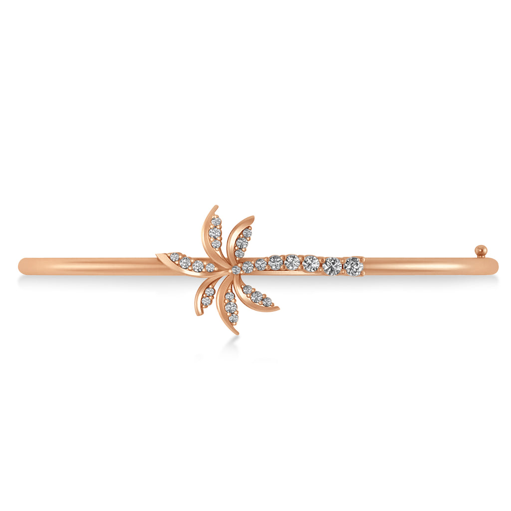Diamond Palm Tree Bangle Bracelet 14k Rose Gold (0.57ct)