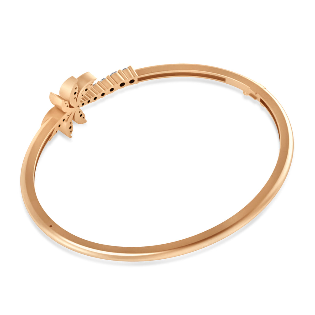 Diamond Palm Tree Bangle Bracelet 14k Rose Gold (0.57ct)