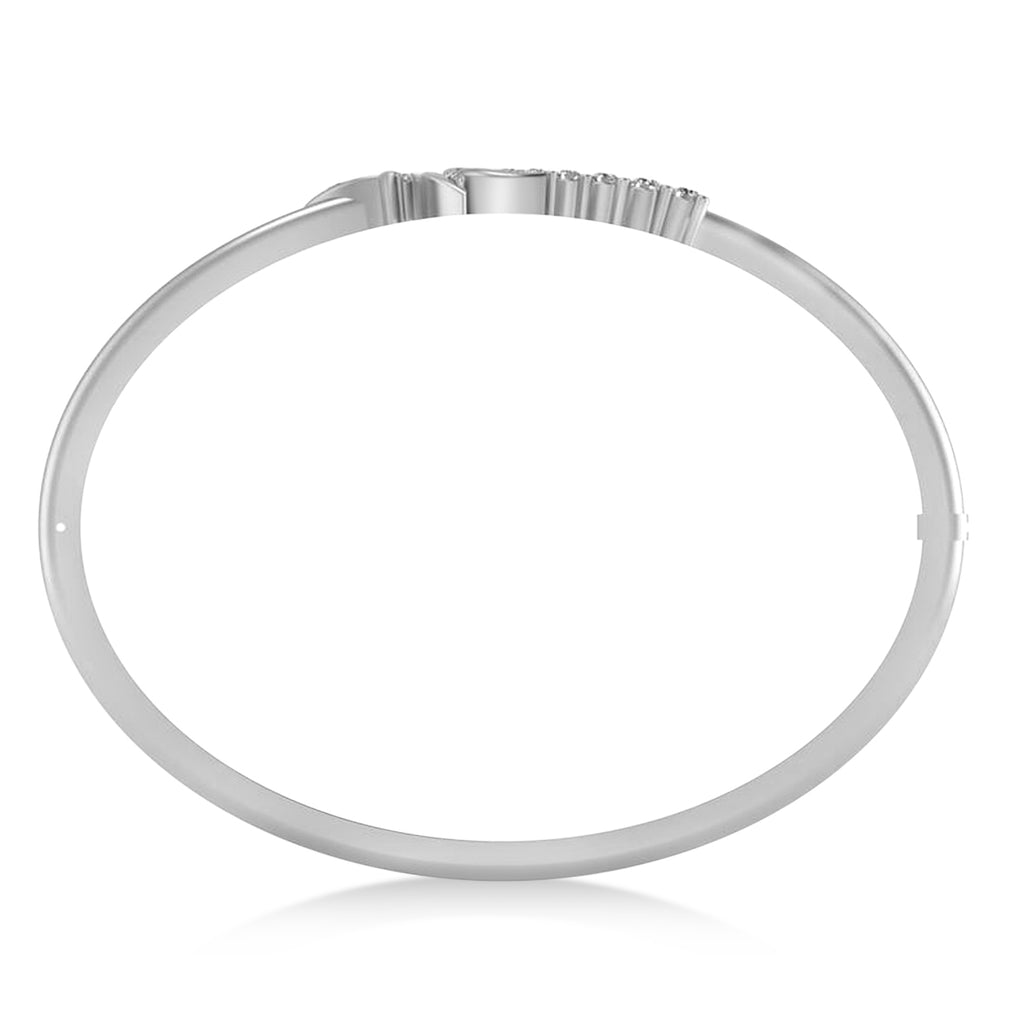 Diamond Palm Tree Bangle Bracelet 14k White Gold (0.57ct)