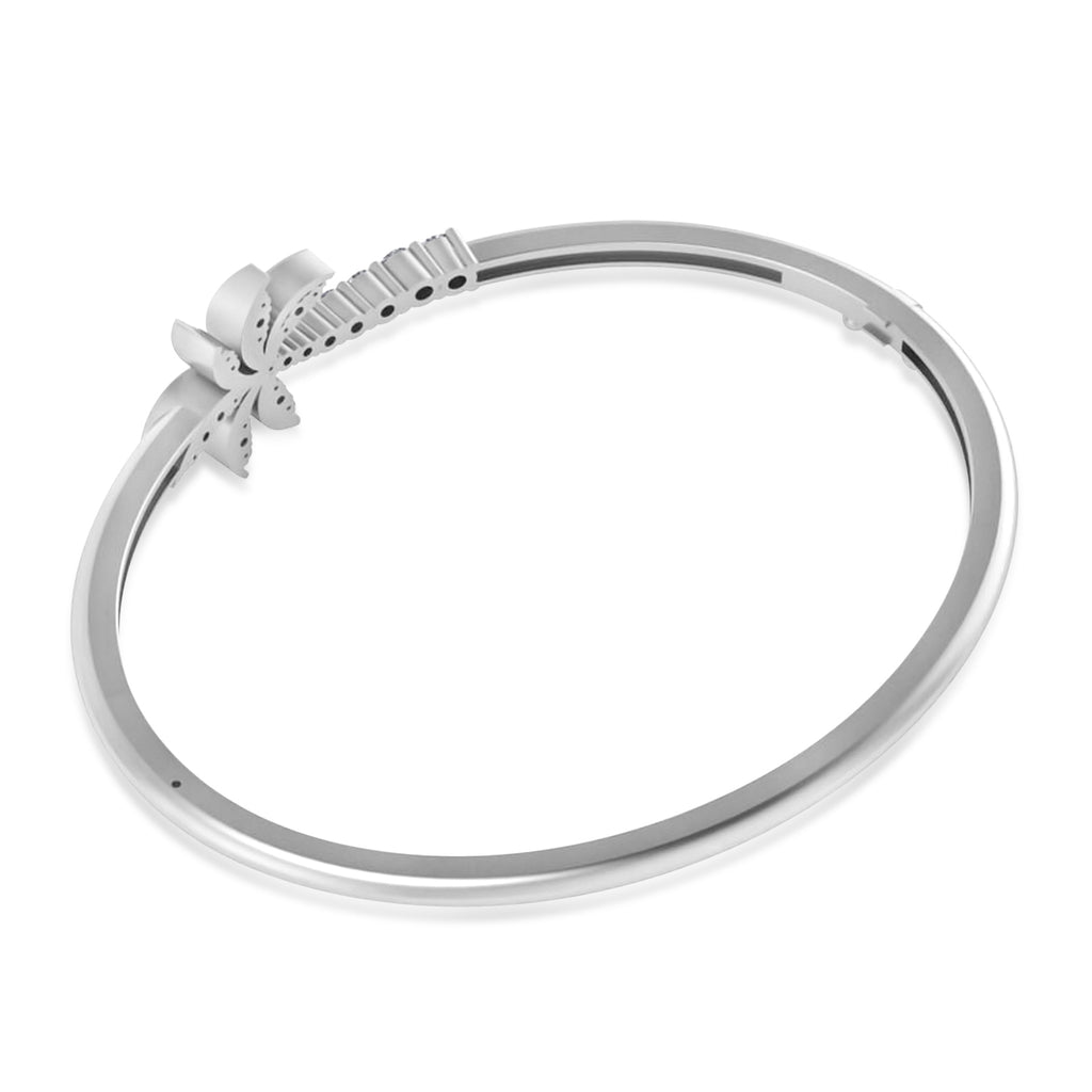 Diamond Palm Tree Bangle Bracelet 14k White Gold (0.57ct)