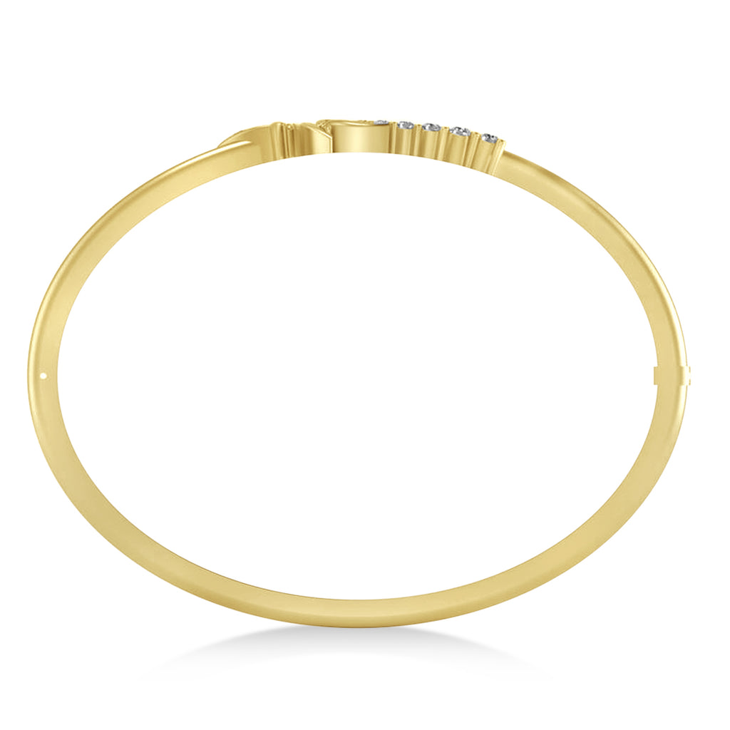 Diamond Palm Tree Bangle Bracelet 14k Yellow Gold (0.57ct)