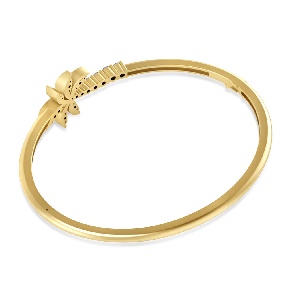 Diamond Palm Tree Bangle Bracelet 14k Yellow Gold (0.57ct)
