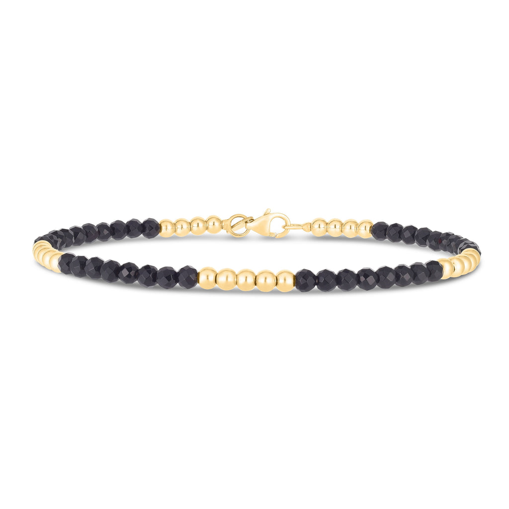Onyx Bead Stackable Bracelet in 14k Yellow Gold