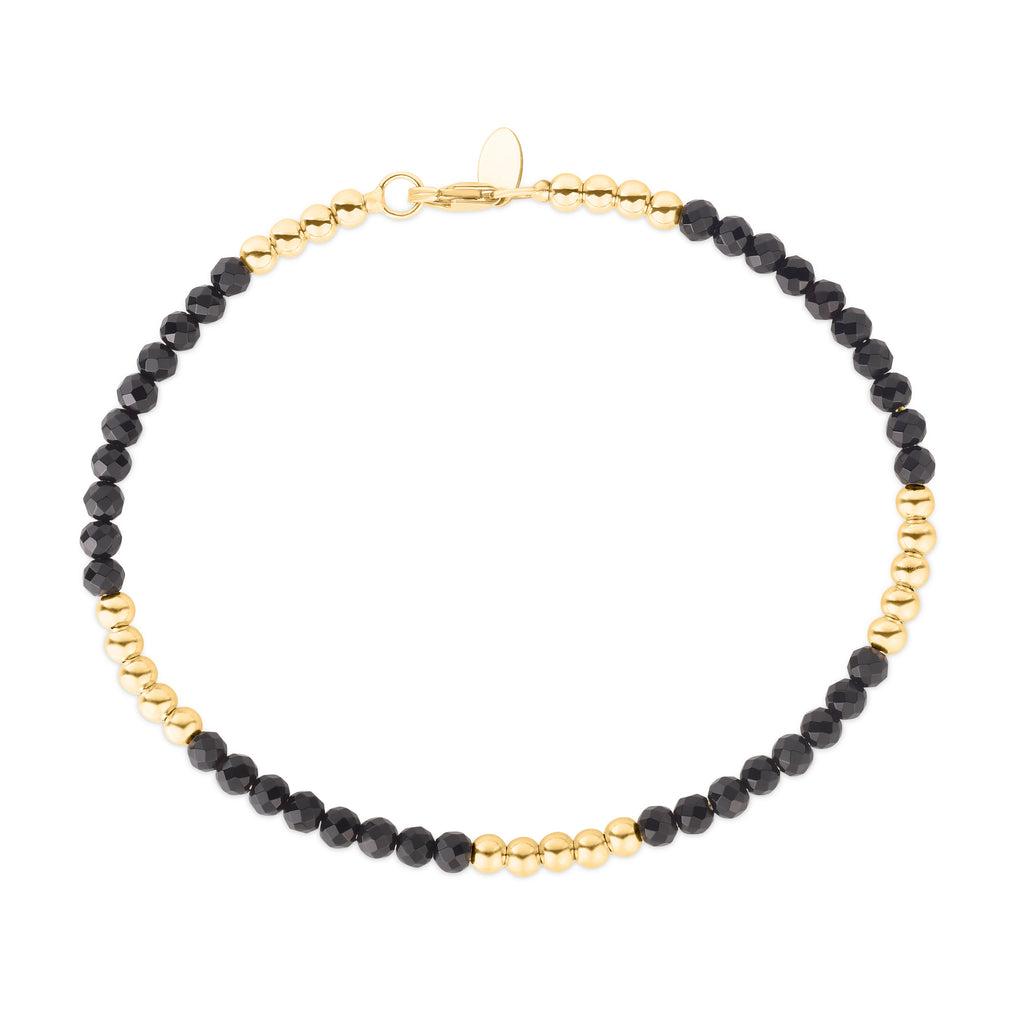 Onyx Bead Stackable Bracelet in 14k Yellow Gold
