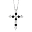 Black & White Diamond Cross Pendant Necklace in 14k White Gold (1.01ct)