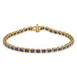 Emerald Cut Lab Blue Sapphire Tennis Bracelet 14K Yellow Gold (8.58ct)