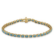 Emerald Cut Lab Aquamarine Tennis Bracelet 14K Yellow Gold (8.58ct)