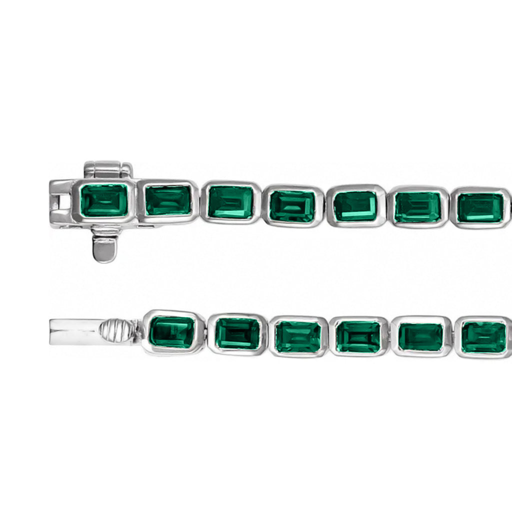 Lab Emerald Tennis Bracelet 14K White Gold (8.58ct)