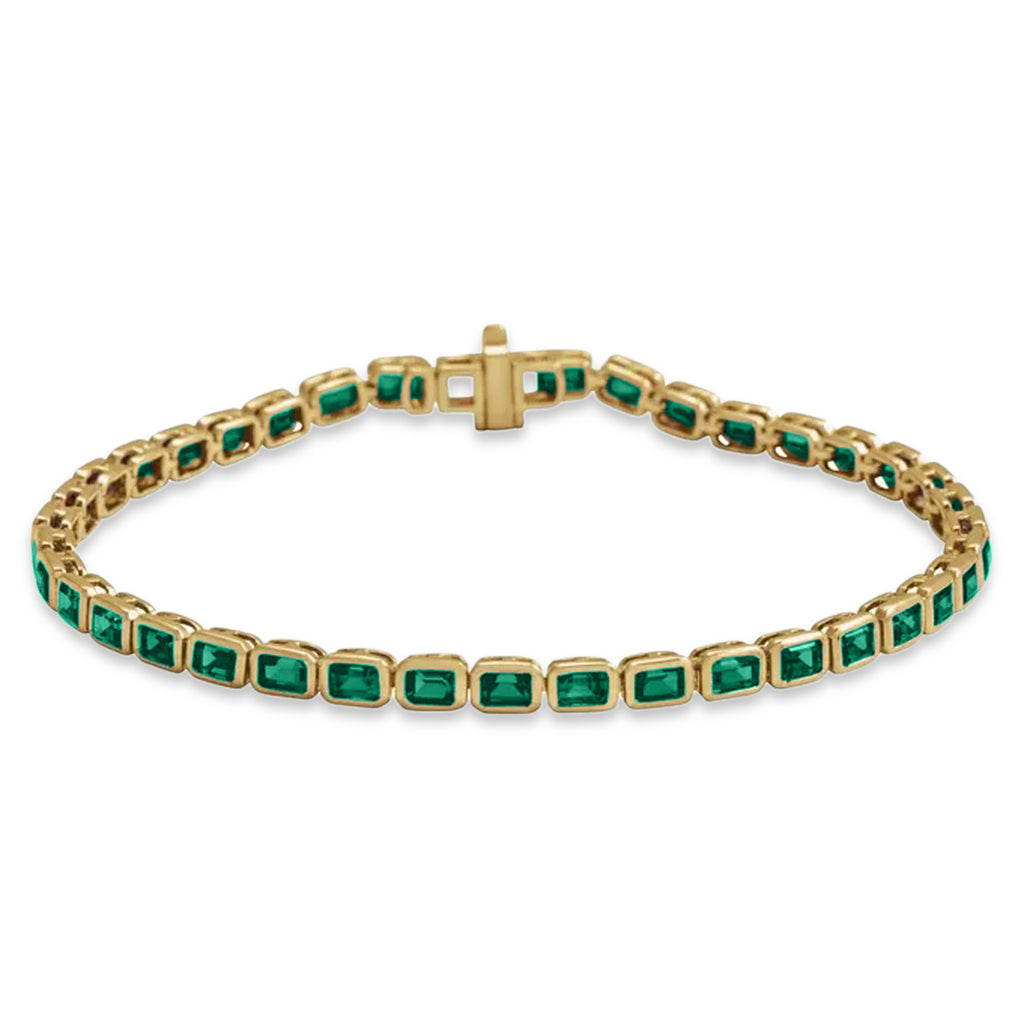 Lab Emerald Tennis Bracelet 14K Yellow Gold (8.58ct)