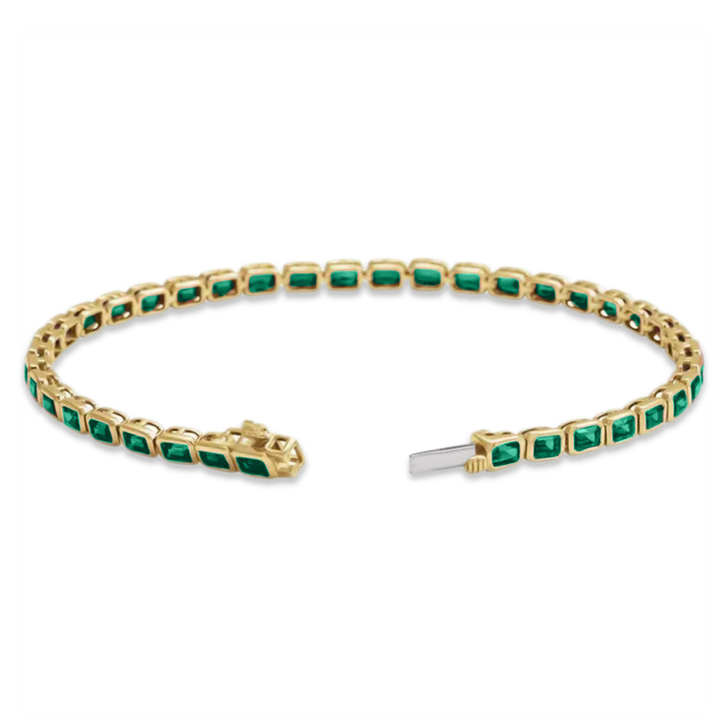 Lab Emerald Tennis Bracelet 14K Yellow Gold (8.58ct)