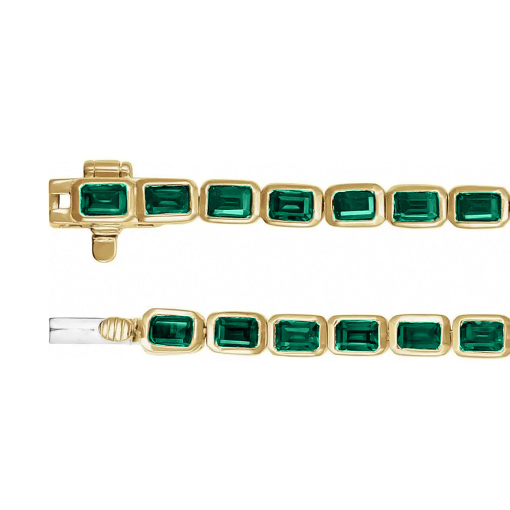 Lab Emerald Tennis Bracelet 14K Yellow Gold (8.58ct)