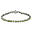 Emerald Cut Lab Peridot Tennis Bracelet 14K White Gold (8.58ct)