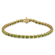 Emerald Cut Lab Peridot Tennis Bracelet 14K Yellow Gold (8.58ct)