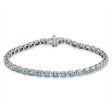 Emerald Cut Sky Blue Topaz Tennis Bracelet 14K White Gold (8.58ct)
