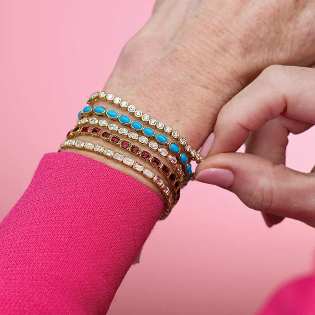 Emerald Cut Mozambique Garnet Tennis Bracelet 14K Yellow Gold (8.58ct)