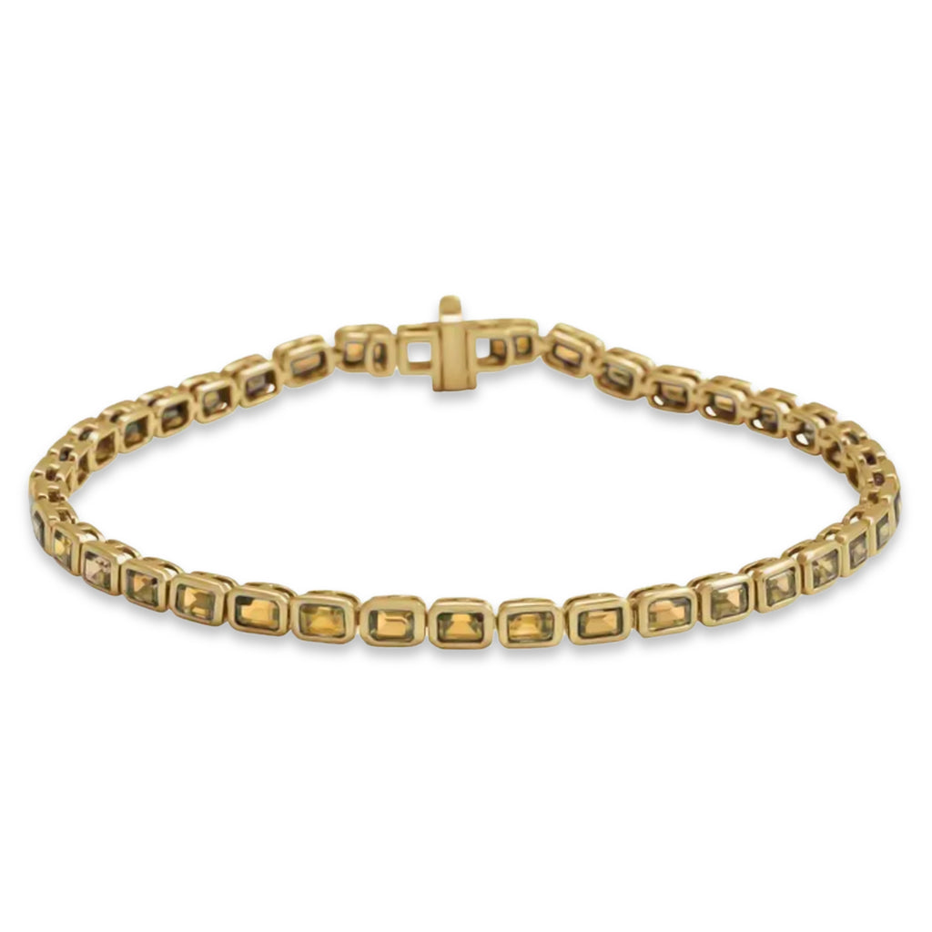 Emerald Cut Citrine Tennis Bracelet 14K Yellow Gold (8.58ct)