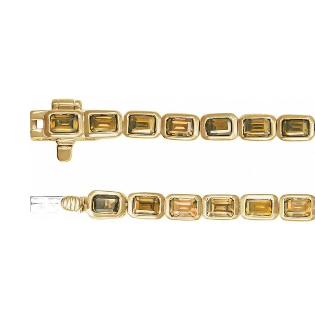 Emerald Cut Citrine Tennis Bracelet 14K Yellow Gold (8.58ct)
