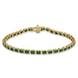 Emerald Cut Tsavorite Garnet Tennis Bracelet 14K Yellow Gold (8.58ct)