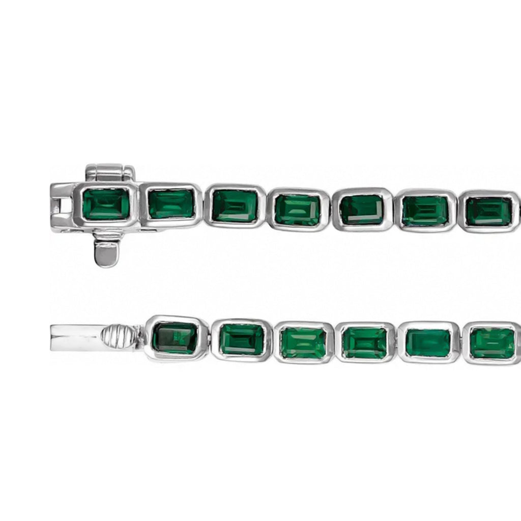 Emerald Cut Tzavorite Garnet Tennis Bracelet 14K White Gold (8.58ct)