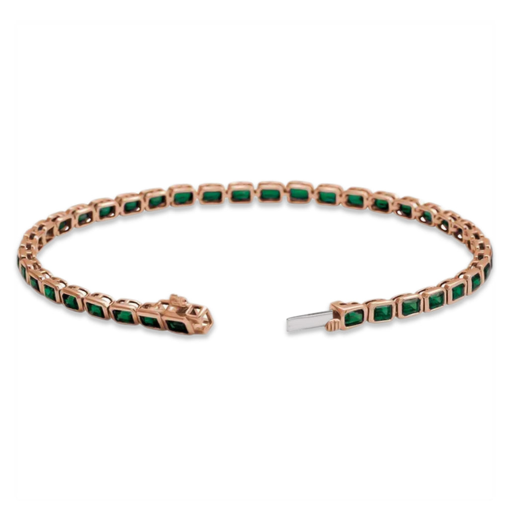 Emerald Cut Tzavorite Garnet Tennis Bracelet 14K Rose Gold (8.58ct)