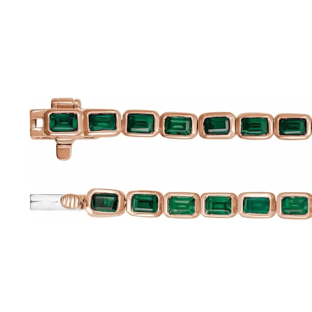 Emerald Cut Tzavorite Garnet Tennis Bracelet 14K Rose Gold (8.58ct)