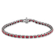 Emerald Cut Lab Ruby Tennis Bracelet 14K White Gold (8.58ct)
