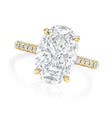 Oval Lab Diamond Cathedral Style Engagement Ring 18K Yellow Gold (5.00ct)