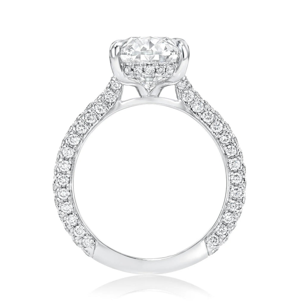 Oval Lab Diamond Cathedral Style Engagement Ring in Platinum (5.00ct)
