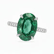 Oval Lab Emerald & Diamond Cathedral Style Engagement Ring 18K White Gold (4.15ct)