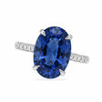 Oval Lab Blue Sapphire & Diamond Cathedral Style Engagement Ring 18K White Gold (5.60ct)
