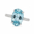 Oval Lab Aquamarine & Diamond Cathedral Style Engagement Ring 18K White Gold (4.15ct)