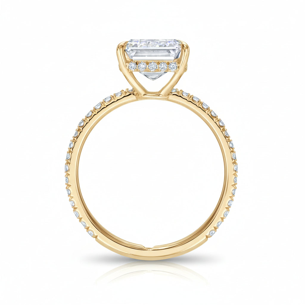 Emerald Cut Lab Diamond Solitaire Engagement Ring 18K Yellow Gold (6.90ct)