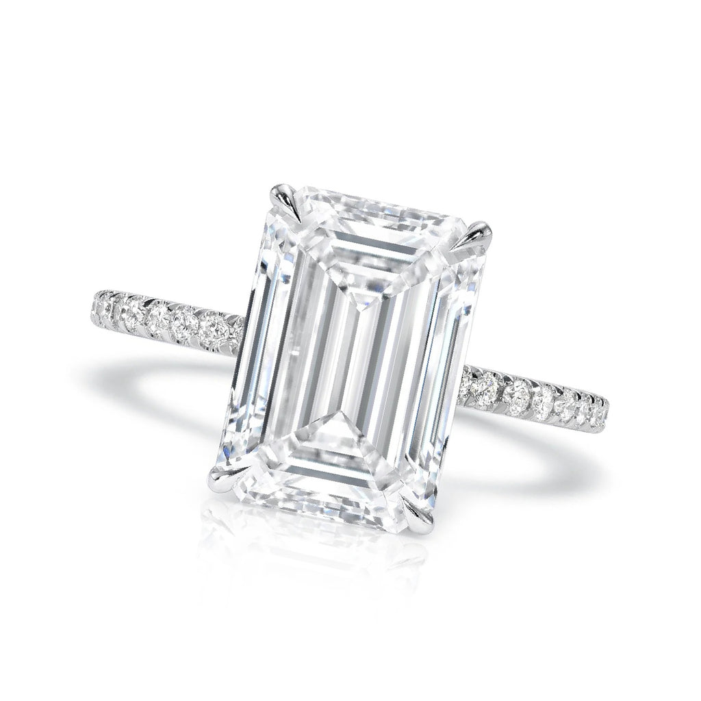 Emerald Cut Lab Diamond Solitaire Engagement Ring in Platinum (6.90ct)