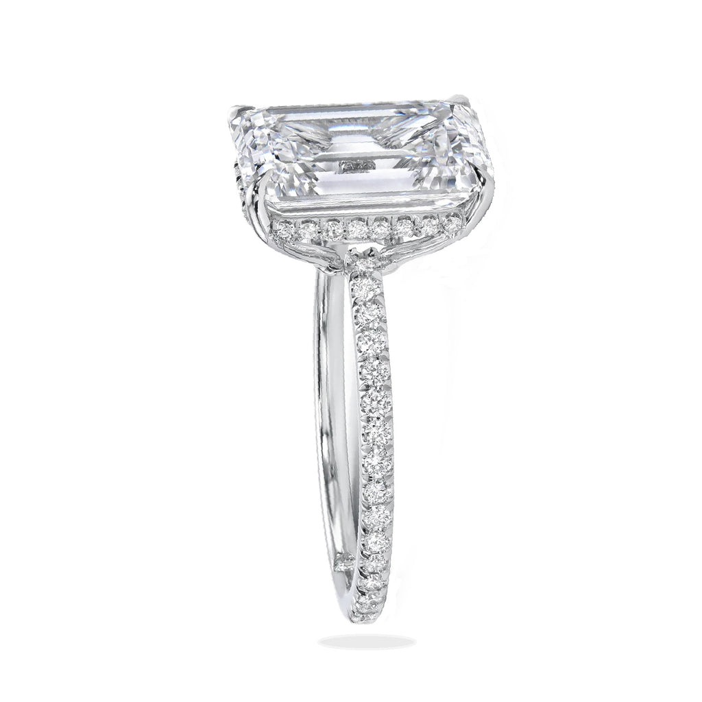 Emerald Cut Lab Diamond Solitaire Engagement Ring in Platinum (6.90ct)