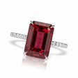 Emerald Cut Lab Ruby & Diamond Solitaire Engagement Ring 18K White Gold (7.75ct)