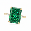 Radiant Cut Lab Emerald & Diamond Solitaire Engagement Ring 18K Yellow Gold (6.35ct)