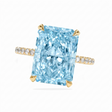 Radiant Cut Lab Aquamarine & Diamond Solitaire Engagement Ring 18K Yellow Gold (6.35ct)