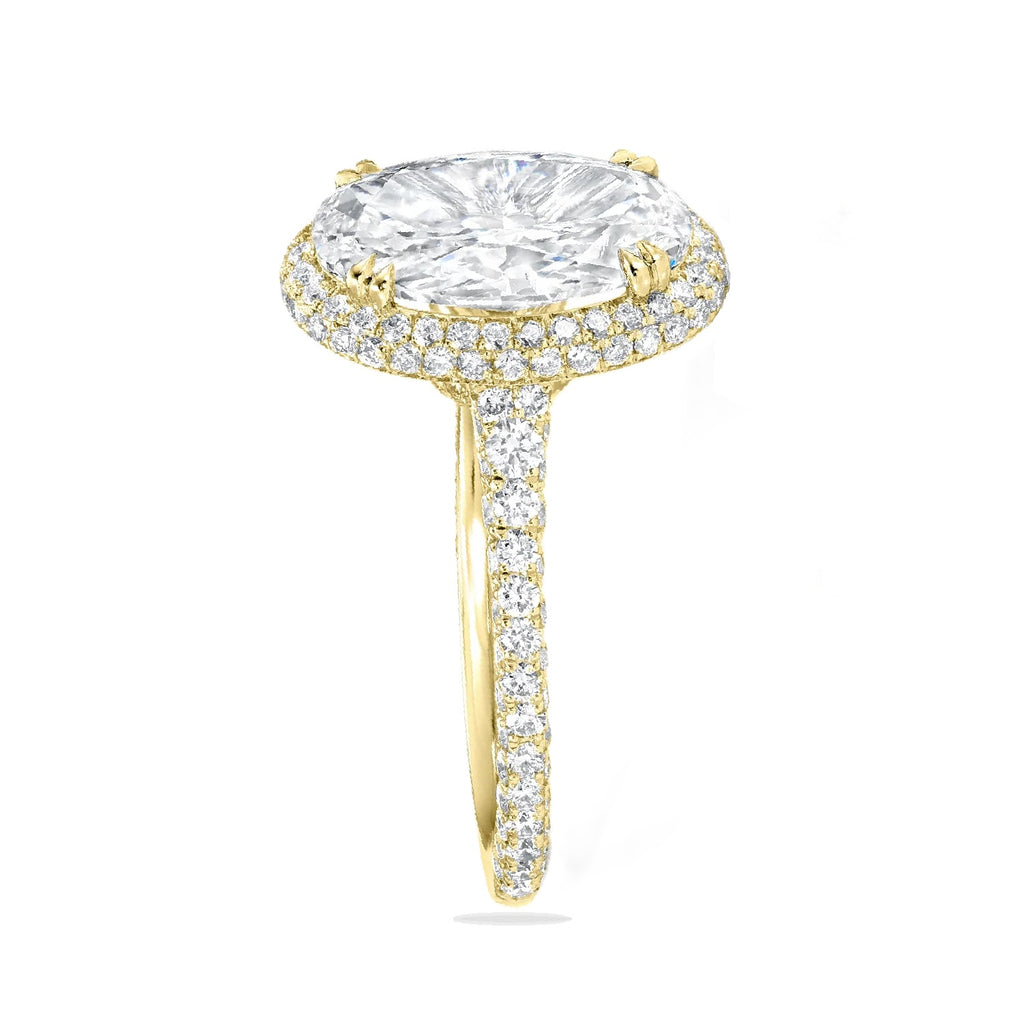 Oval Halo Lab Diamond Engagement Ring 18K Yellow Gold (4.42ct)