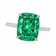 Elongated Cushion Lab Emerald & Diamond Engagement Ring in Platinum (3.61ct)